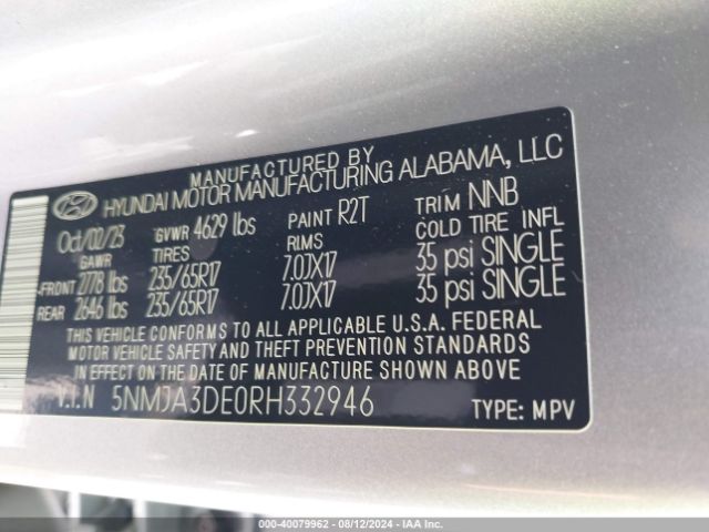 5NMJA3DE0RH332946 Hyundai TUCSON SE