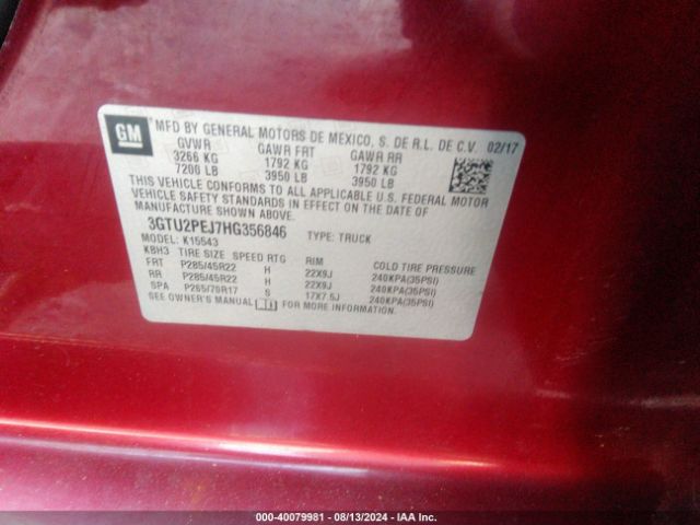 3GTU2PEJ7HG356846 GMC Sierra 1500 Denali