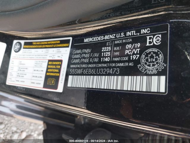 2020 MERCEDES-BENZ AMG C 43 55SWF6EB6LU329473 Photo 8