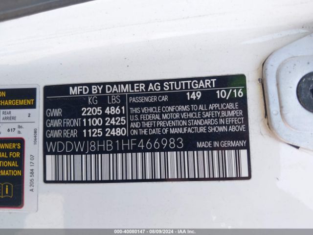 WDDWJ8HB1HF466983 Mercedes-Benz Amg C 63 S