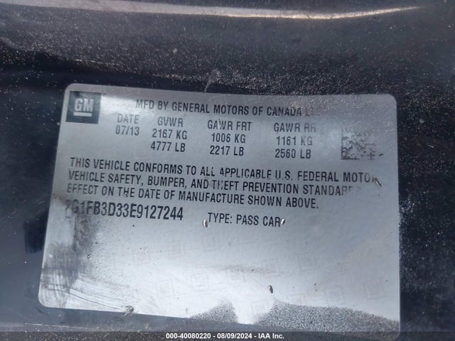 Chevrolet Camaro 1lt 2014 2G1FB3D33E9127244 Image 9