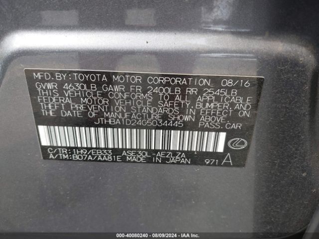 JTHBA1D24G5034445 Lexus IS 200T
