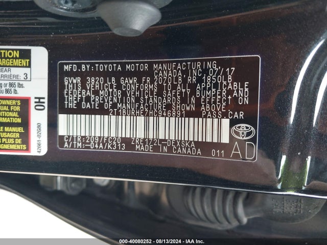 Toyota COROLLA SE 2017 2T1BURHE7HC946891 Image 9