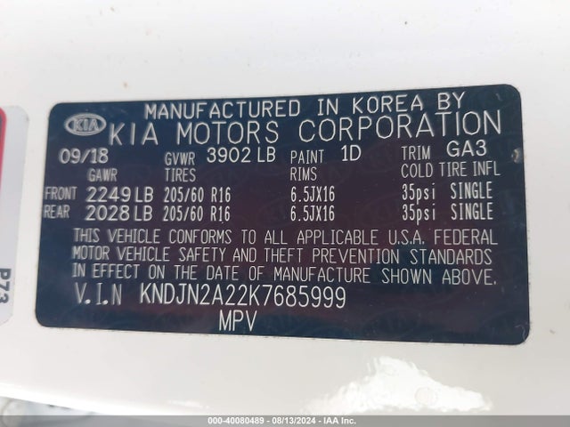 KIA Soul 2019 KNDJN2A22K7685999 Image 9