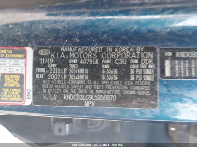 KNDCB3LC9L5359370 KIA NIRO LX