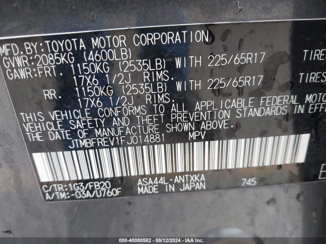 Toyota RAV4 LE 2015 JTMBFREV1FJ014881 Image 9