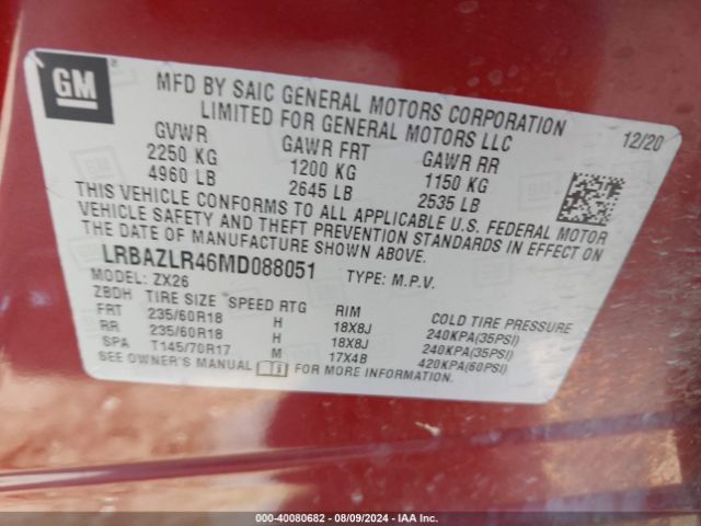 LRBAZLR46MD088051 Buick Envision Fwd Preferred