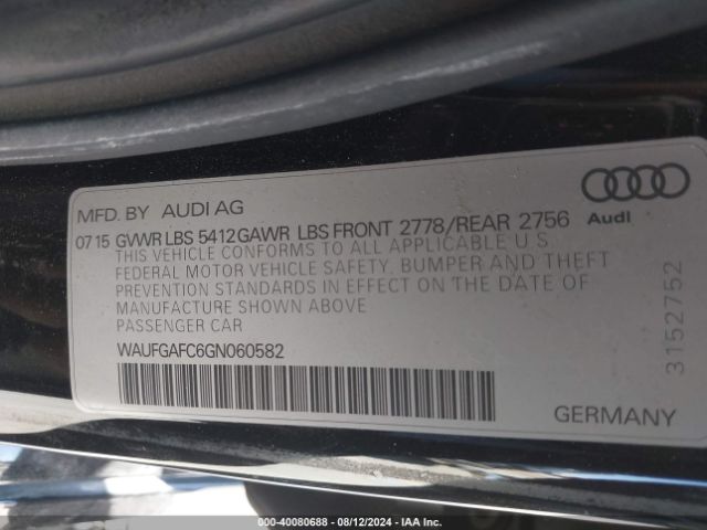 WAUFGAFC6GN060582 Audi A6 3.0t Premium Plus