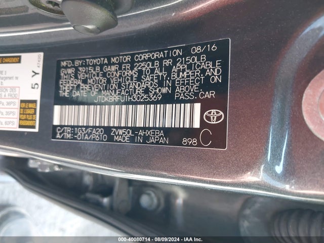 Toyota Prius Two 2017 JTDKBRFU1H3025369 Image 9