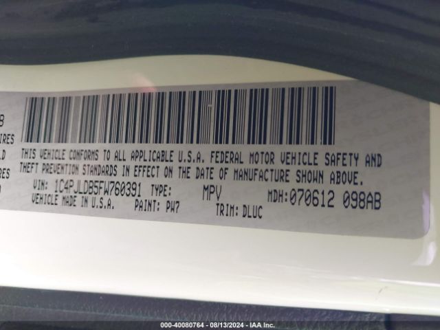 1C4PJLDB5FW760391 Jeep Cherokee Limited