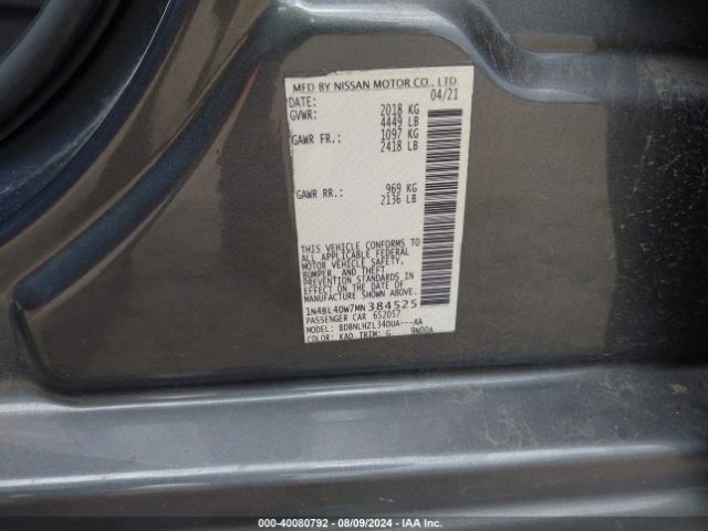 1N4BL4DW7MN384525 Nissan Altima Sv Intelligent Awd