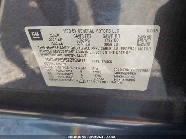 Chevrolet Silverado 1500 Wt 2015 1GCVKPEH5FZ384871 Image 9