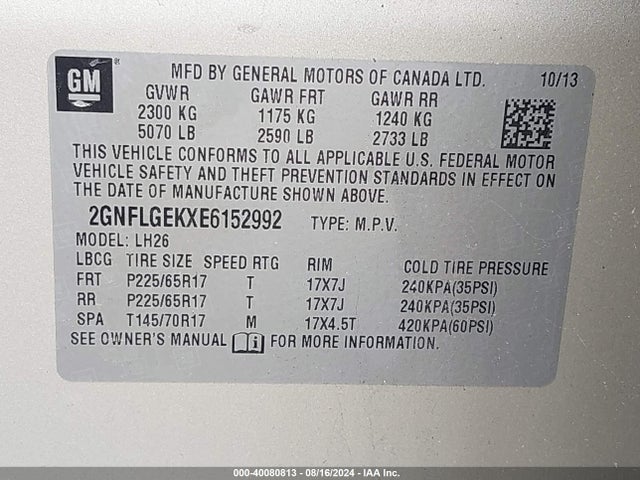 Chevrolet Equinox 2lt 2014 2GNFLGEKXE6152992 Image 9