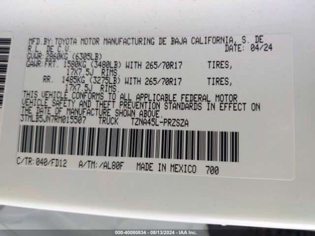 3TMLB5JN7RM015507 Toyota Tacoma Trd Off Road