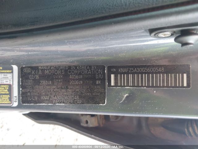 KNAFZ5A30G5600548 KIA FORTE SX