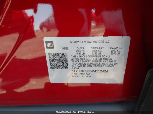 1G1FX6S05P4112424 Chevrolet Bolt Ev Fwd 2lt