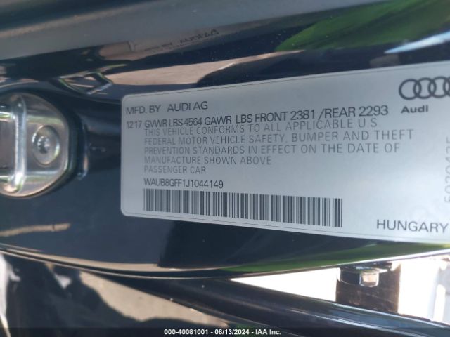 WAUB8GFF1J1044149 Audi A3 2.0t Premium/2.0t Tech Premium