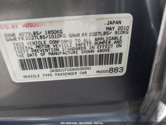 2010 MITSUBISHI LANCER JA32U1FU2AU030591 Photo 8