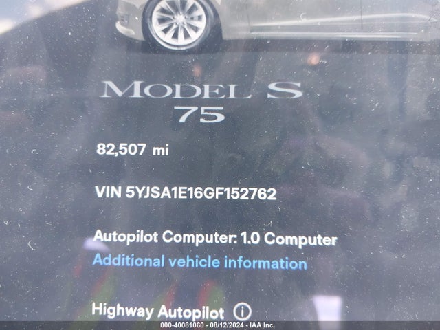 Tesla Model S 60/70/75/85 2016 5YJSA1E16GF152762 Image 7
