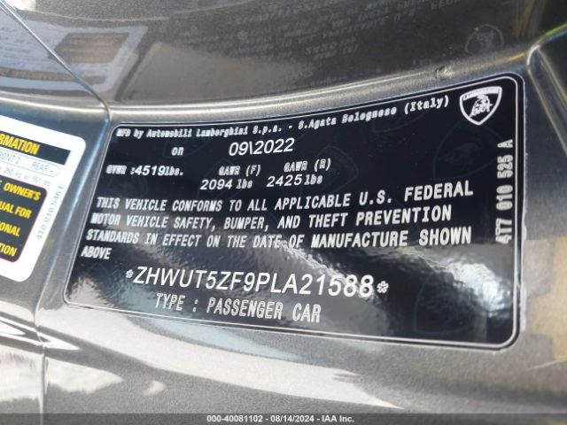 ZHWUT5ZF9PLA21588 Lamborghini Huracan Evo Spyder Rwd