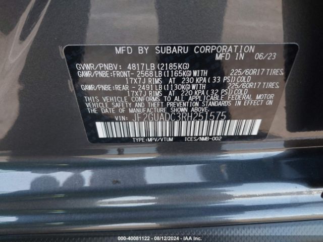 JF2GUADC3RH251575 Subaru Crosstrek Premium