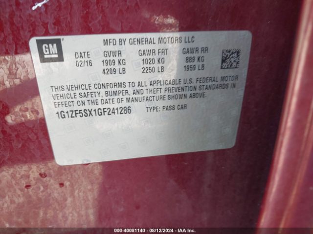 1G1ZF5SX1GF241286 Chevrolet MALIBU 2LT