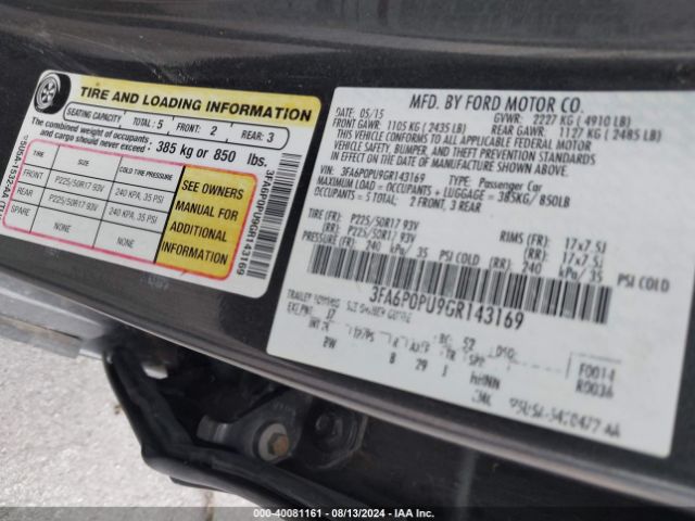3FA6P0PU9GR143169 Ford Fusion Energi Se Luxury
