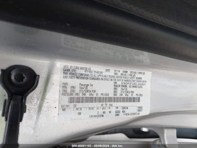 Ford FOCUS SE 2014 1FADP3F24EL242423 Image 9