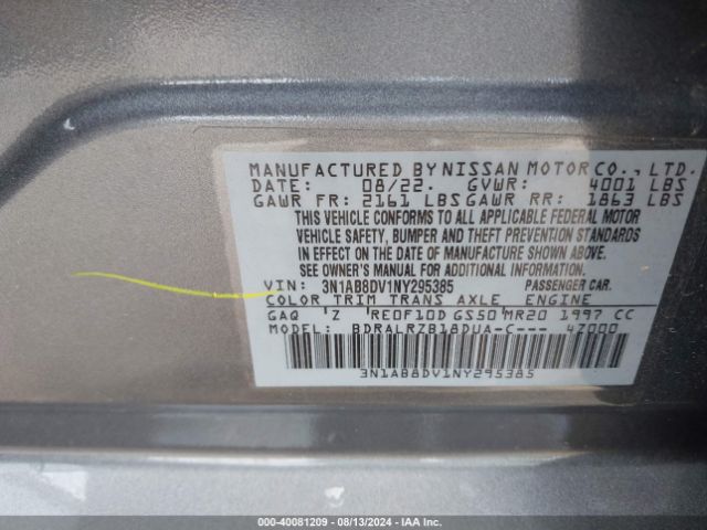 3N1AB8DV1NY295385 Nissan Sentra Sr Xtronic Cvt