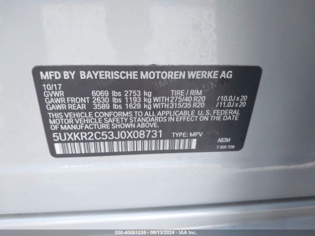 5UXKR2C53J0X08731 BMW X5 Sdrive35i