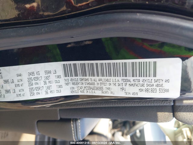 1C4PJMCS9HW530265 Jeep Cherokee Latitude 4x4