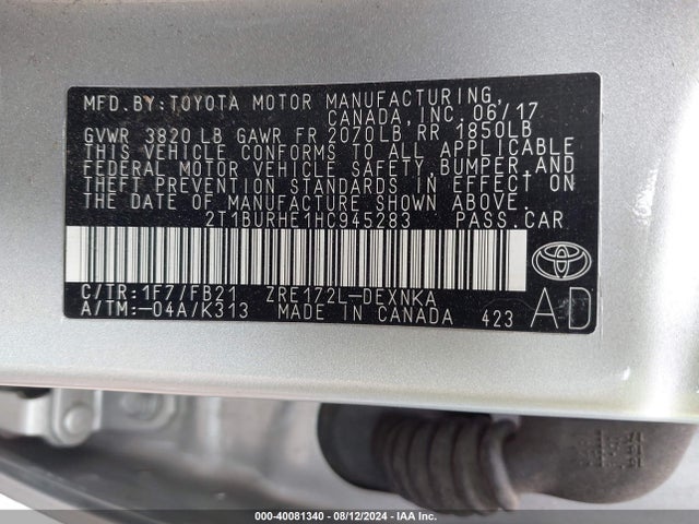 Toyota COROLLA LE 2017 2T1BURHE1HC945283 Image 9