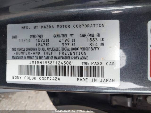 JM1BM1M38F1243081 Mazda Mazda3 S Grand Touring