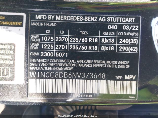 2022 MERCEDES-BENZ GLC 300 W1N0G8DB6NV373648 Photo 8