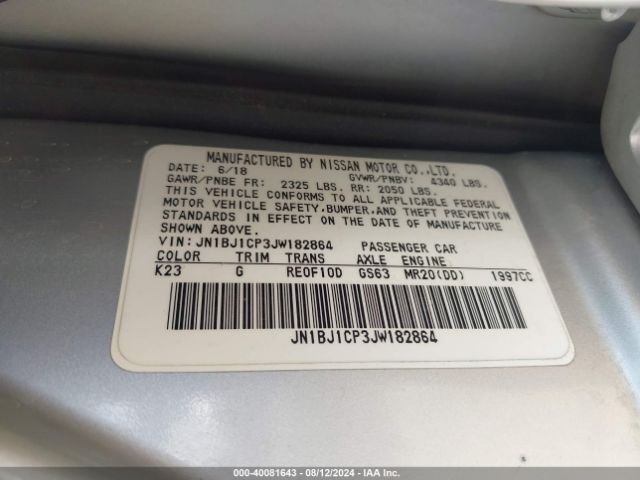 JN1BJ1CP3JW182864 Nissan Rogue Sport S