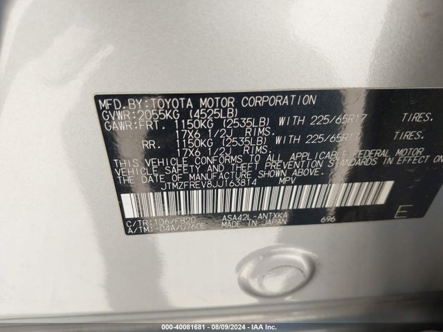 Toyota RAV4 LE 2018 JTMZFREV8JJ163814 Image 9