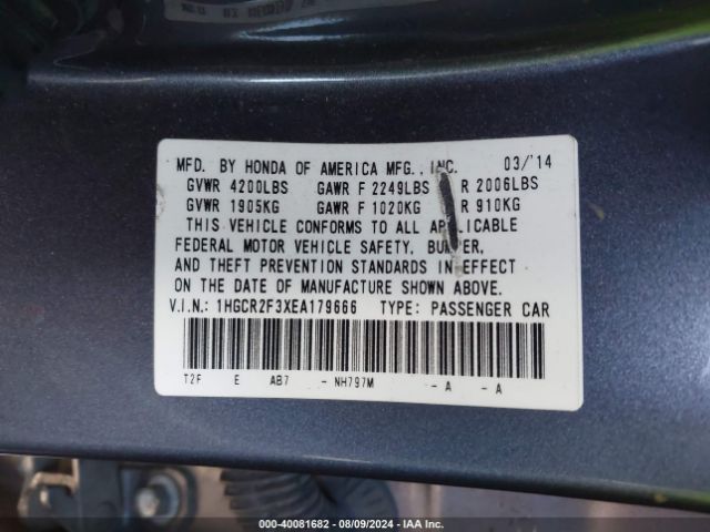 1HGCR2F3XEA179666 Honda ACCORD LX
