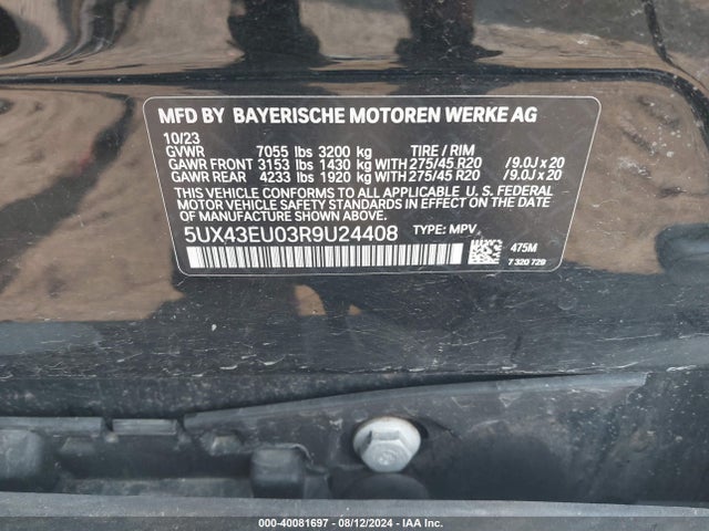 5UX43EU03R9U24408 BMW X5 Phev Xdrive50e