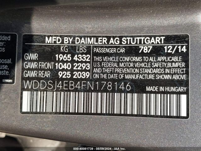 WDDSJ4EB4FN178146 Mercedes-Benz CLA 250