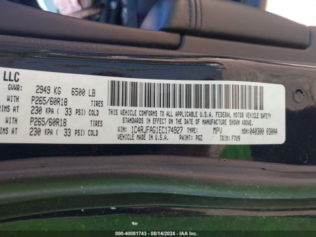 1C4RJFAG1EC174927 Jeep Grand Cherokee Laredo