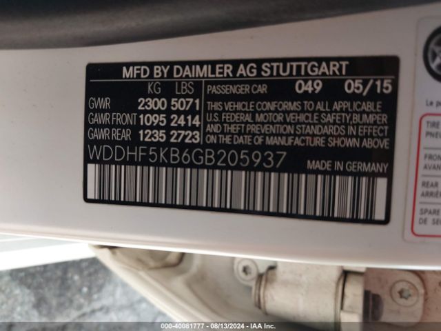 WDDHF5KB6GB205937 Mercedes-Benz E 350