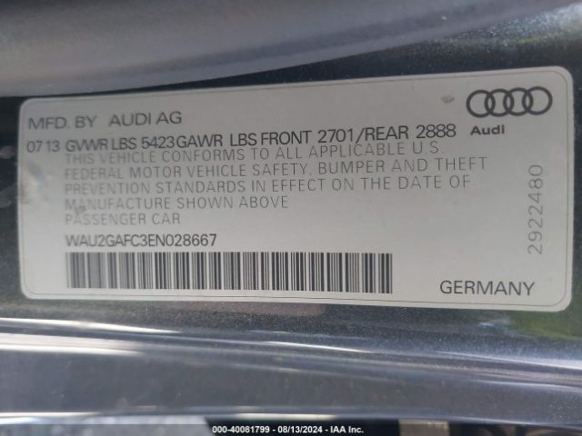 WAU2GAFC3EN028667 Audi A7 3.0t Premium Plus
