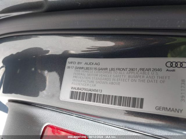 WAUB4CF50JA045613 Audi S5 3.0t Premium Plus