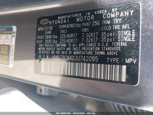 Hyundai TUCSON SEL 2018 KM8J3CA42JU742095 Image 9