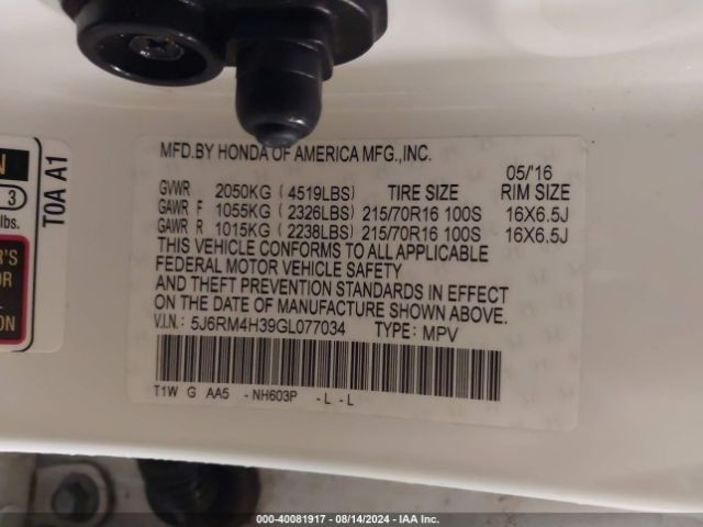 5J6RM4H39GL077034 Honda CR-V LX
