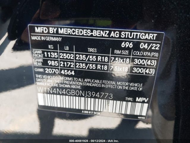 W1N4N4GB0NJ394773 Mercedes-Benz GLA 250