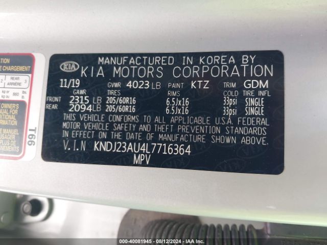KNDJ23AU4L7716364 KIA SOUL LX