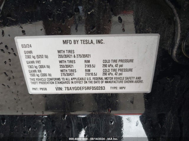 2024 TESLA MODEL Y 7SAYGDEF5RF050283 Photo 8