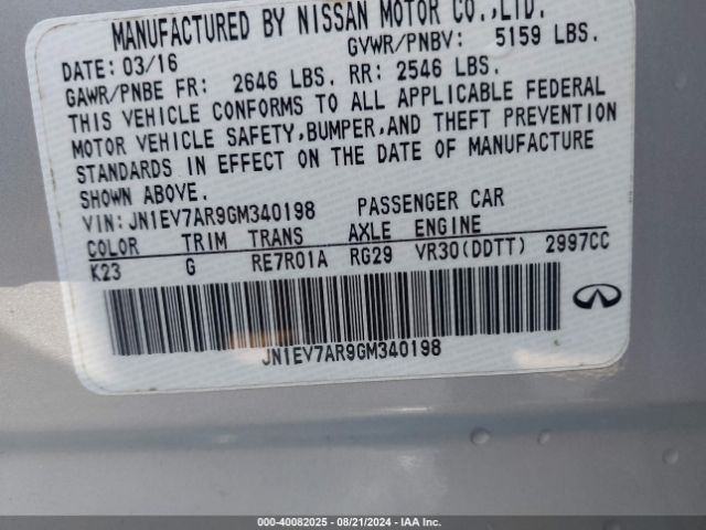 JN1EV7AR9GM340198 Infiniti Q50 3.0t Premium
