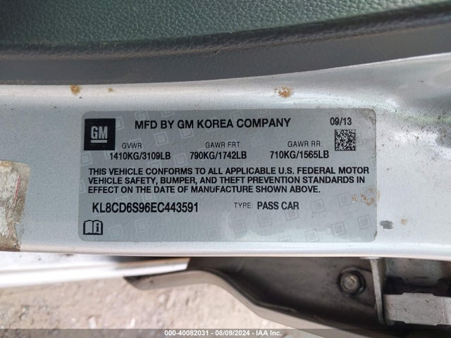 Chevrolet Spark 1lt Auto 2014 KL8CD6S96EC443591 Image 9